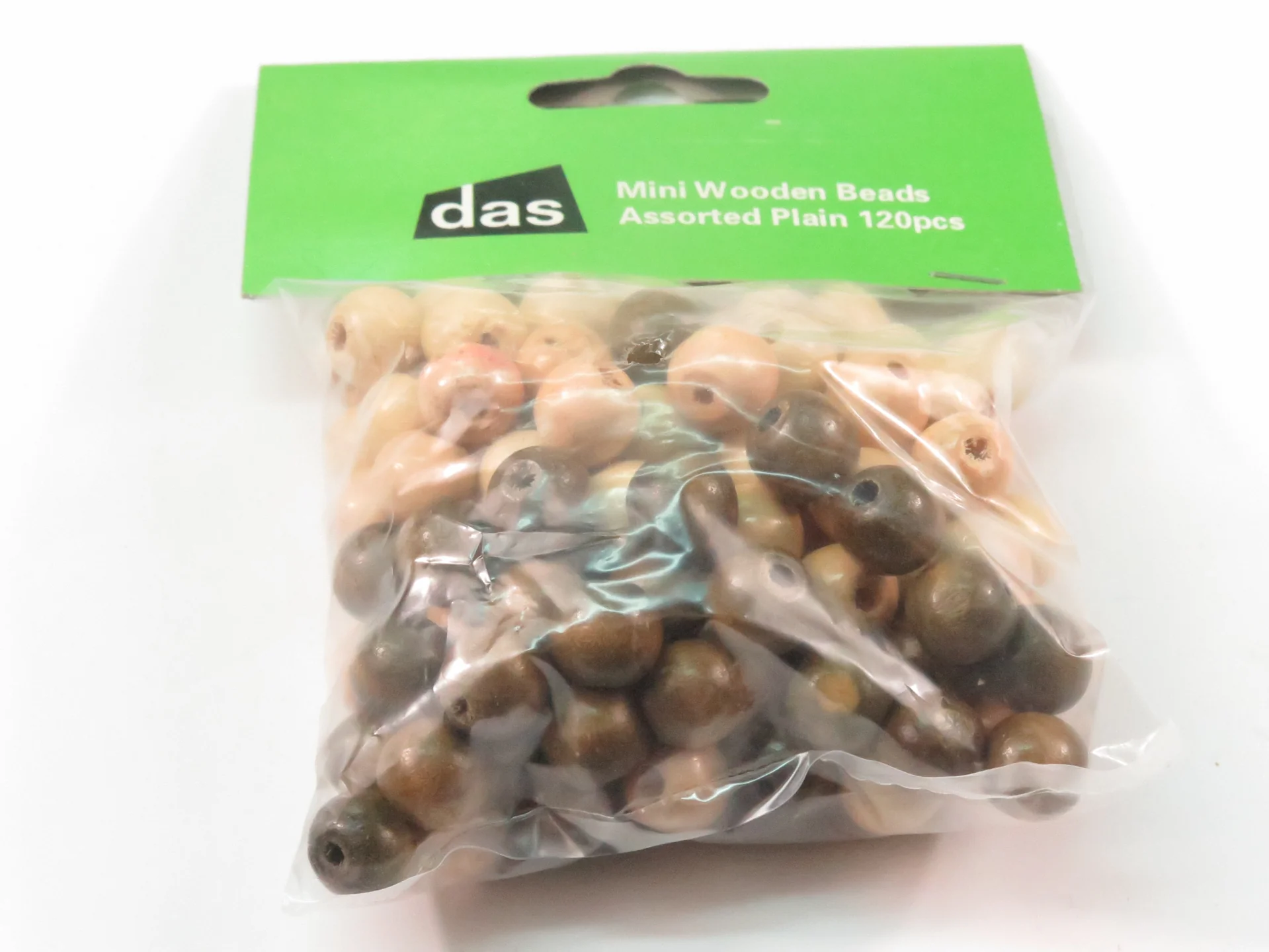Das Mini Wooden Beads Assorted Plain Pack Of 120 - Nail Gallerys