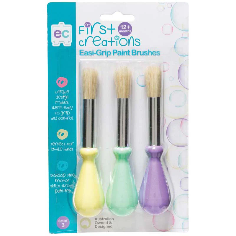 EC First Creations Easi-grip Paint Brushes Set Of 3 - Nail Gallerys