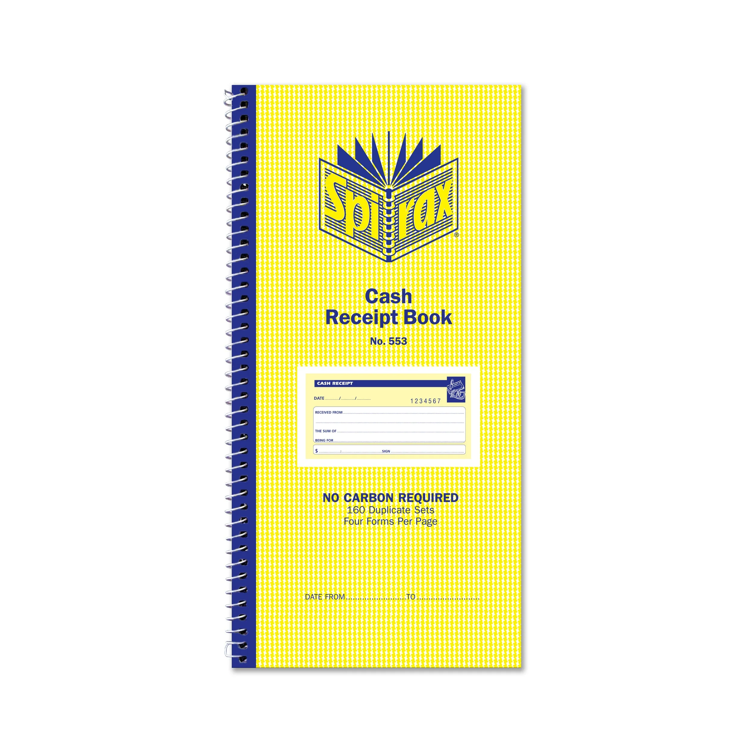 Spirax 553 Cash Receipt Book 279x144mm - Pack Of 10 - Nail Gallerys