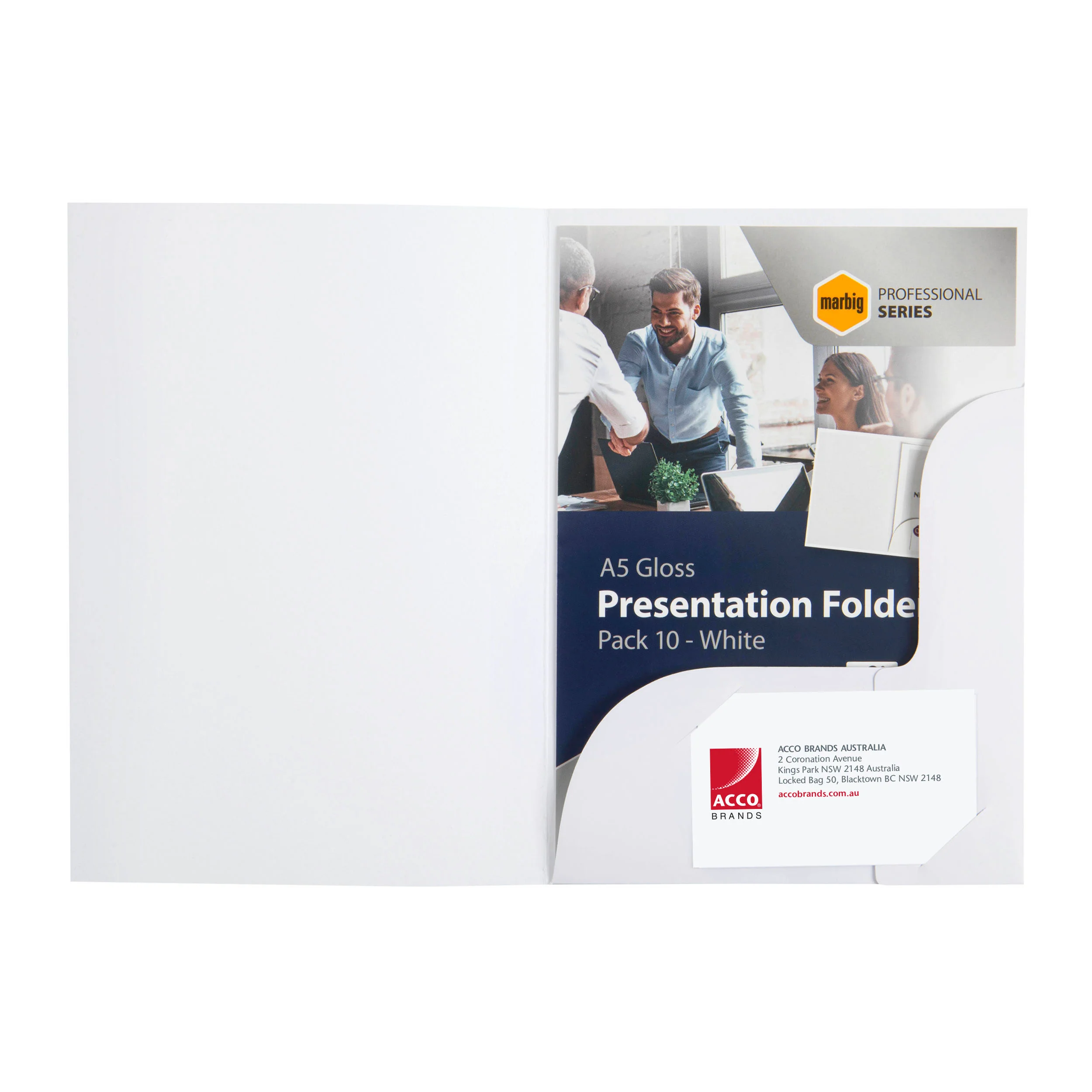 Marbig Professional Presentation Folders A5 Gloss White Pack Of 10 - Nail Gallerys