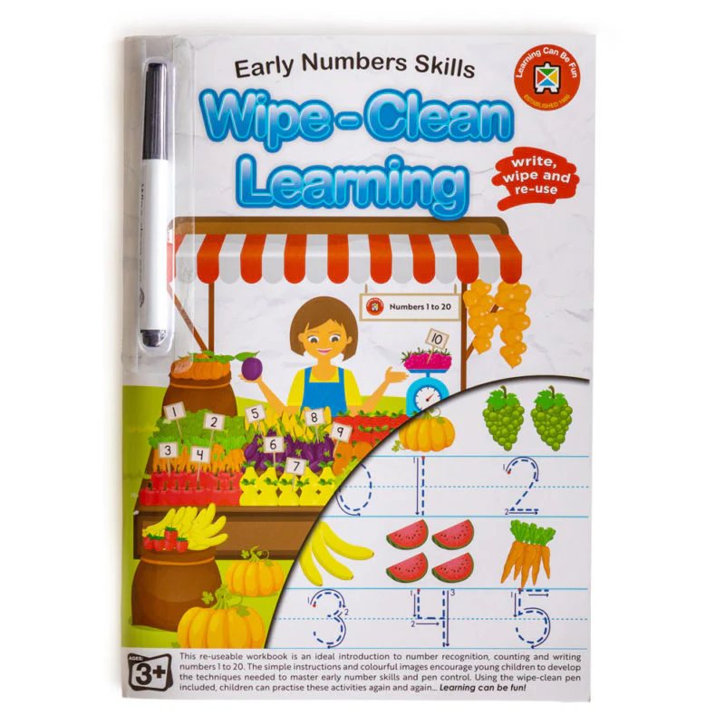 Learning Can Be Fun Wipe Clean Early Numbers Skills Learning Book With Marker - Nail Gallerys