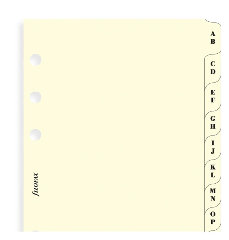 Filofax Pocket Organiser A - Z Index Cream, 2 Letters/Tab - Nail Gallerys