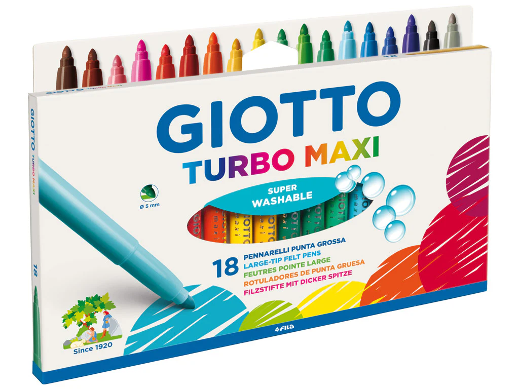 Giotto Turbo Maxi Markers Assorted Set of 18 - Nail Gallerys