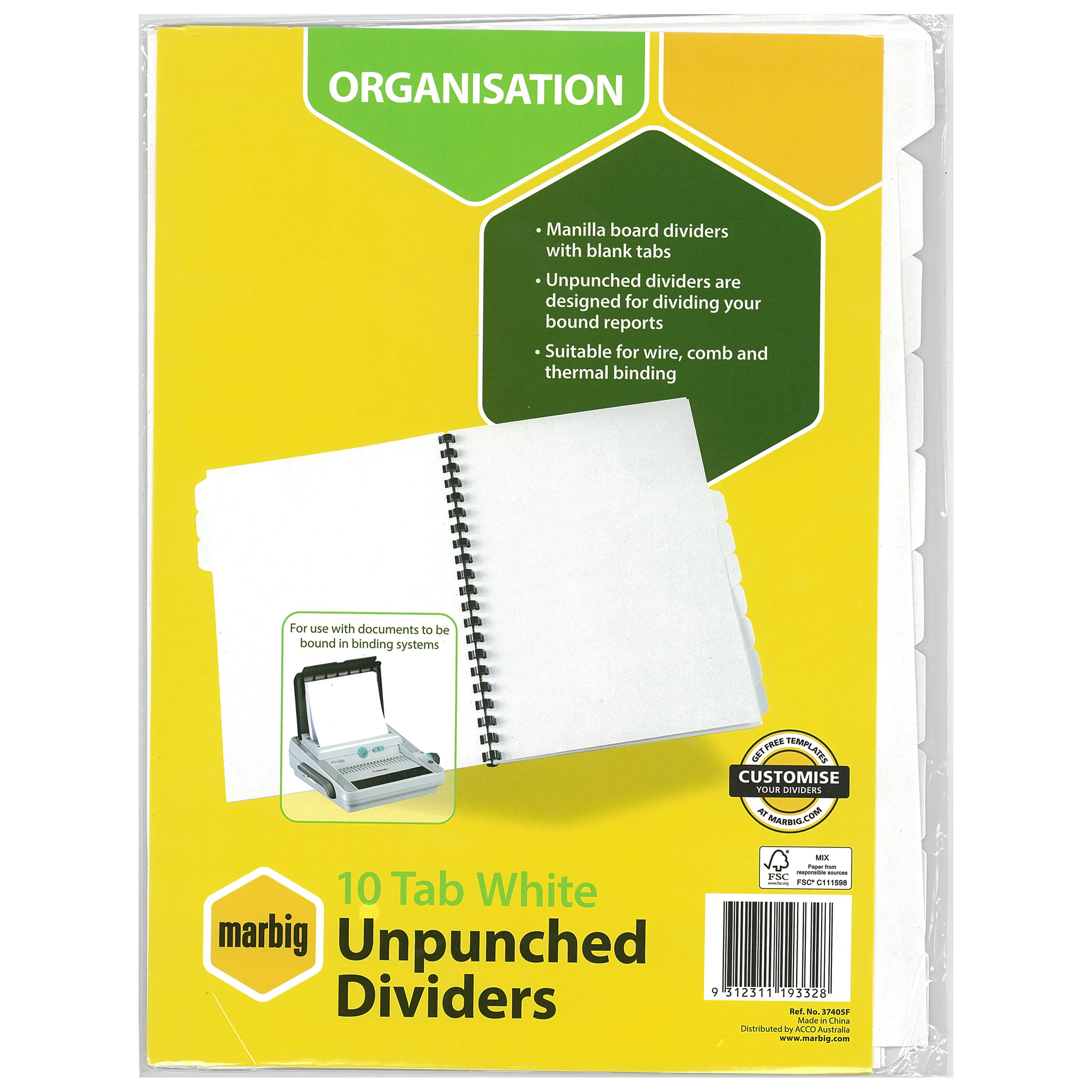 Marbig Indices & Dividers 10 Tab Manilla A4 Unpunched - Nail Gallerys