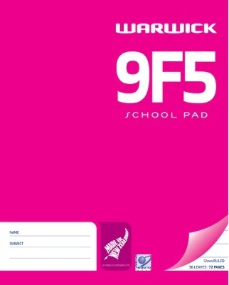 Warwick Pad 9f5 School 36 Leaf Ruled 12mm 255x205mm - Nail Gallerys