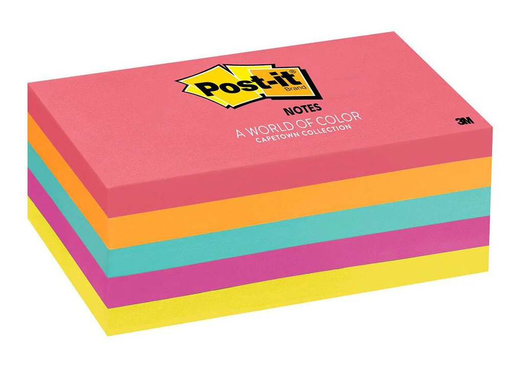 Post-it Notes 655-5pk Capetown Collection Size 76mm X 127mm 100 Sheet Pads Pack 5 - Nail Gallerys