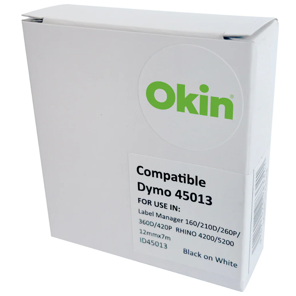 Okin Compatible Dymo D1 Tape Black On White 7m - Nail Gallerys