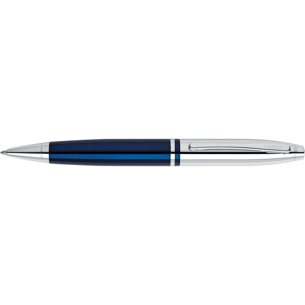 Cross Calais Chrome and Blue Lacquer Medium Nib Ballpoint Pen - Nail Gallerys