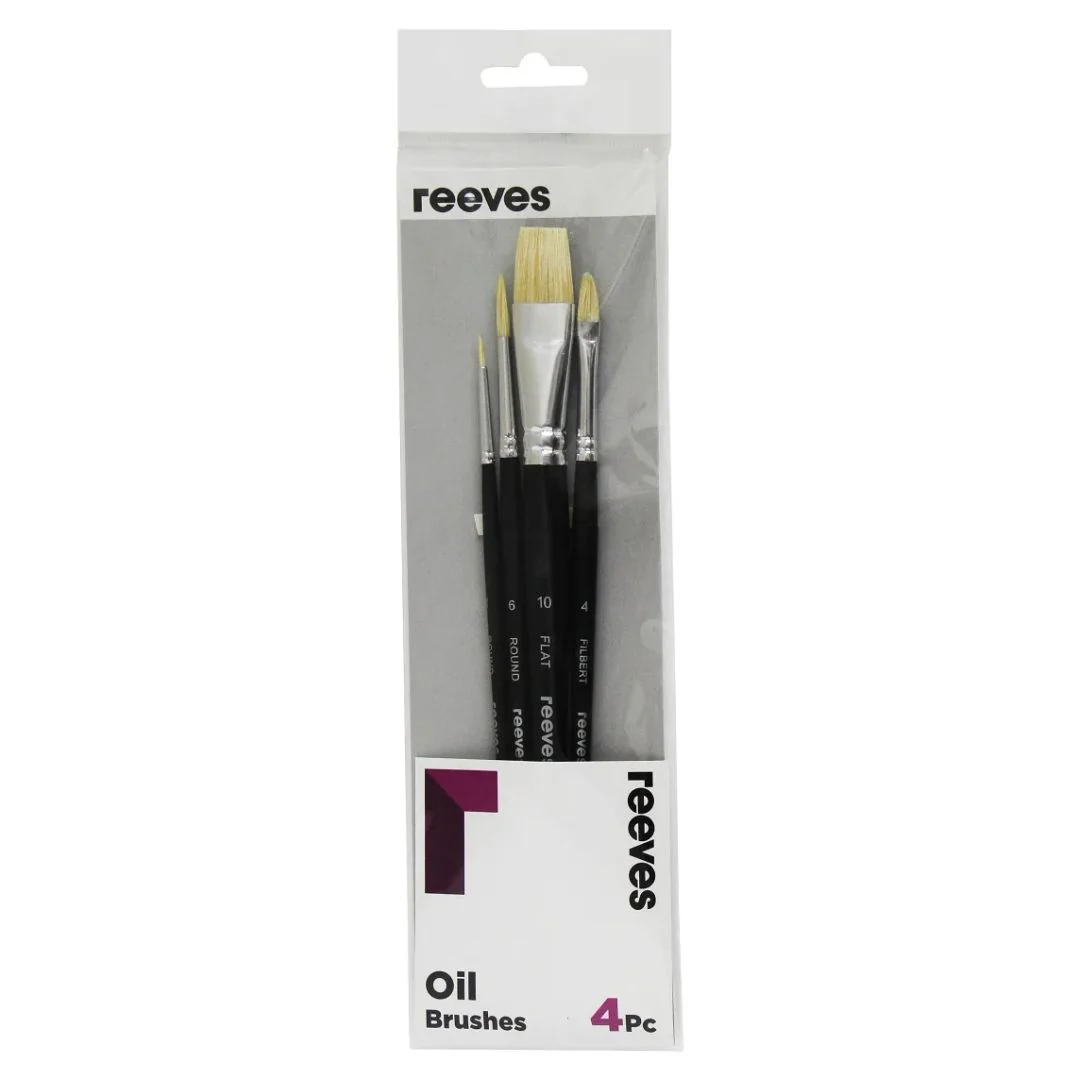 Reeves Oil Hog Short Handle Brushes Pack Of 4 - Nail Gallerys