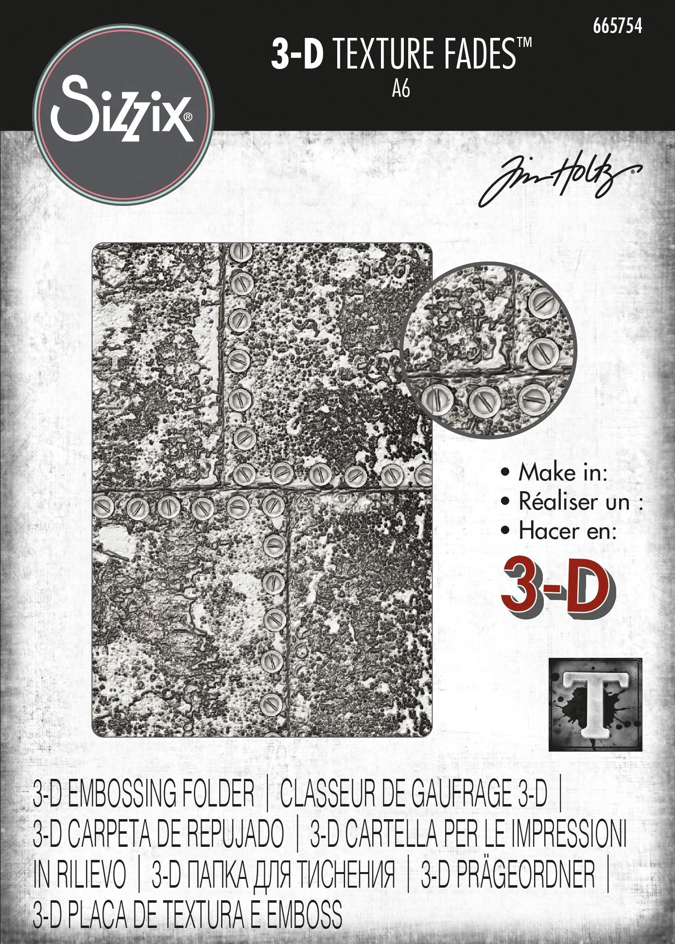 Sizzix by Tim Holtz 3D Texture Fades Industrious Embossing Folder - Nail Gallerys
