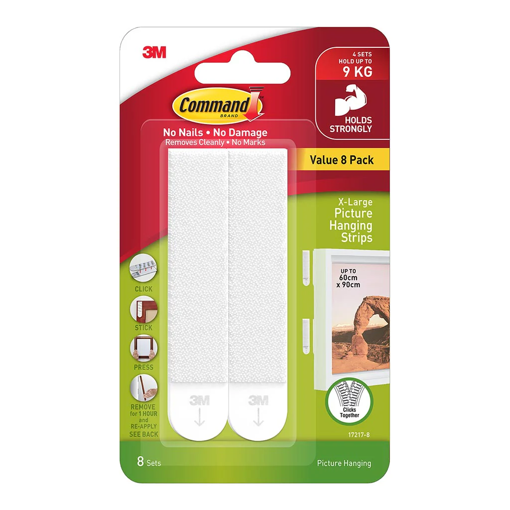 Command X-Large White Picture Hanging Strips Pack of 4 Sets - Nail Gallerys