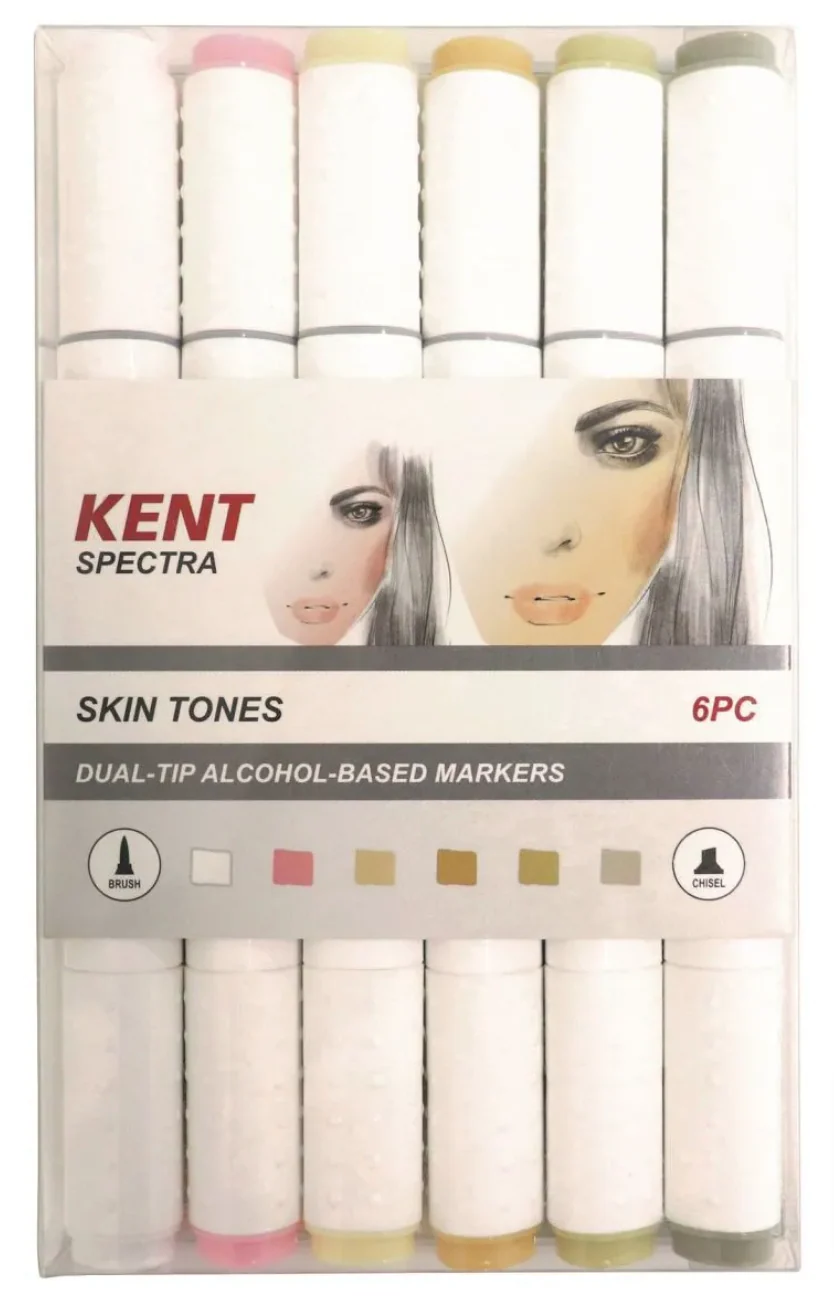 Kent Spectra Graphic Design Markers Set Of 6 Skin Tone Colours - Nail Gallerys