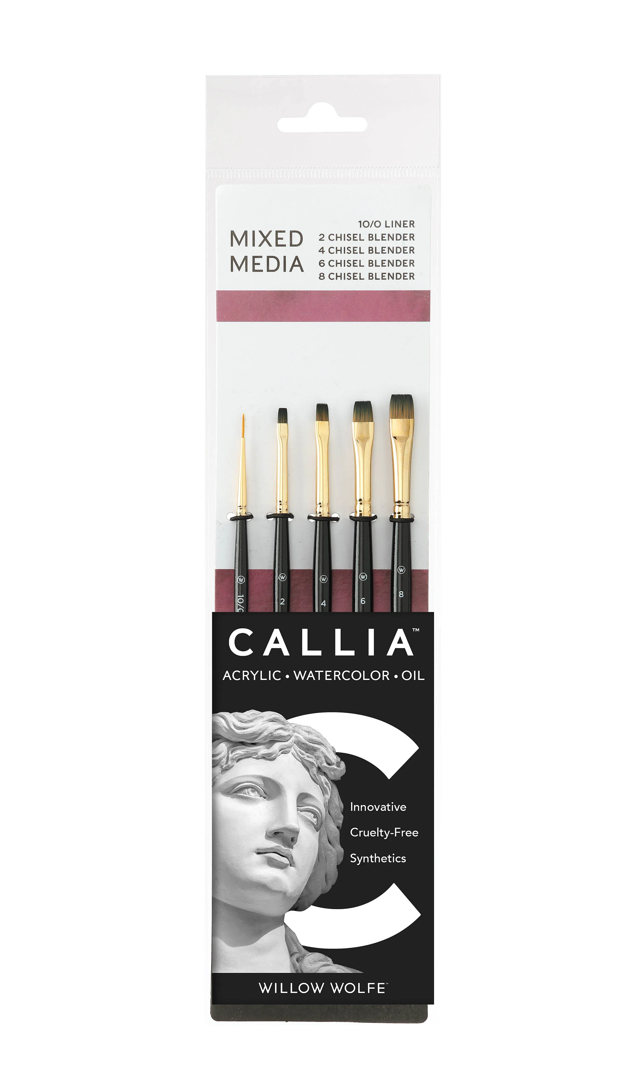 Willow Wolfe Callia Mixed Media Blending Synthetic Kolinsky Sable Brush Set - Nail Gallerys