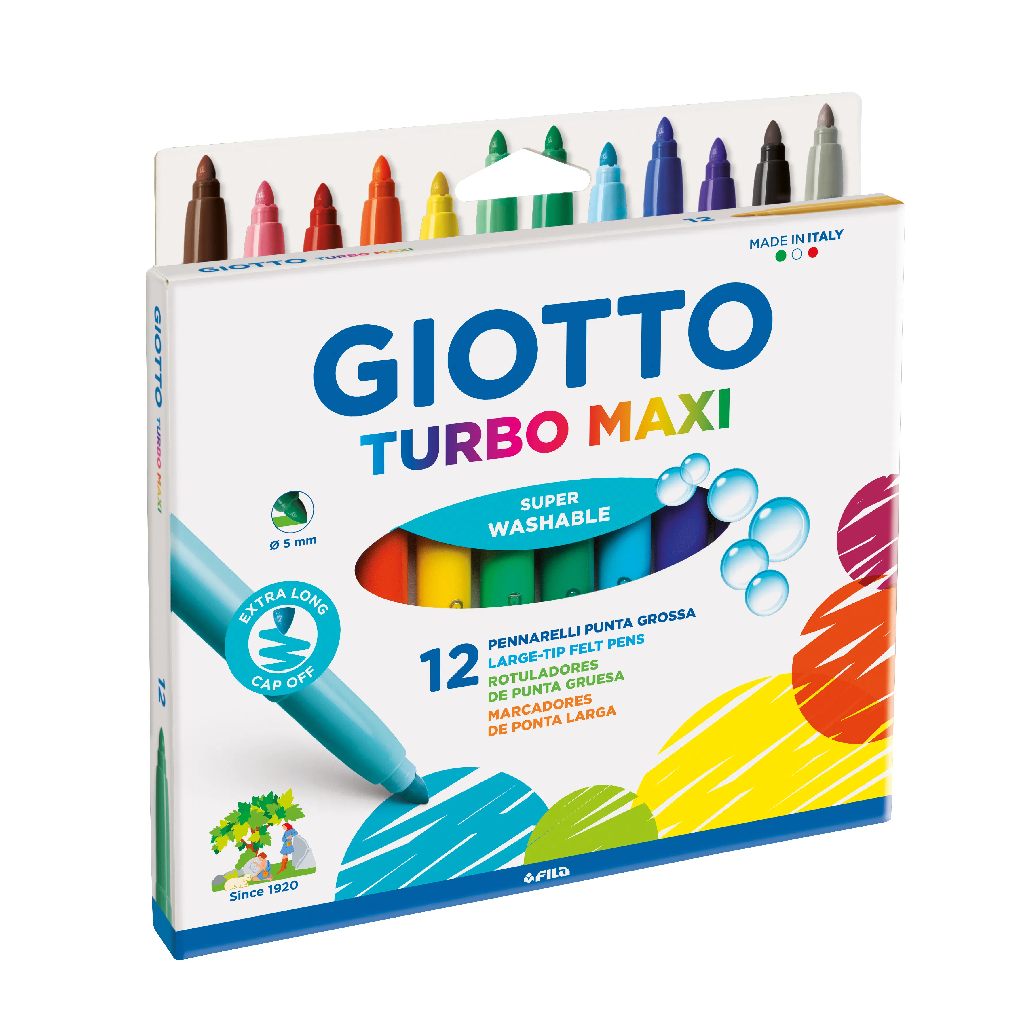 Giotto Turbo Maxi Markers Assorted Set of 12 - Nail Gallerys