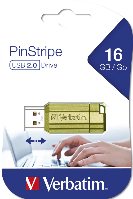 Verbatim Store'n'go Pinstripe USB Drive 16GB Green - Nail Gallerys