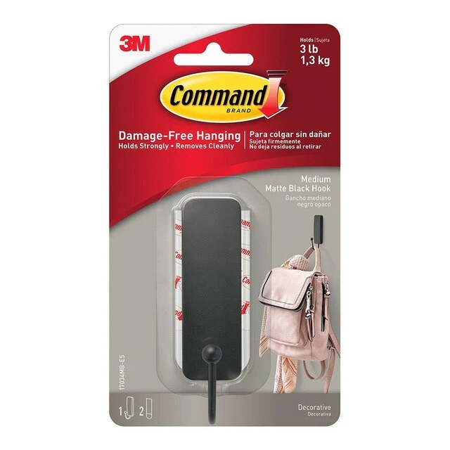 Command Hook Medium Matte Black - Nail Gallerys
