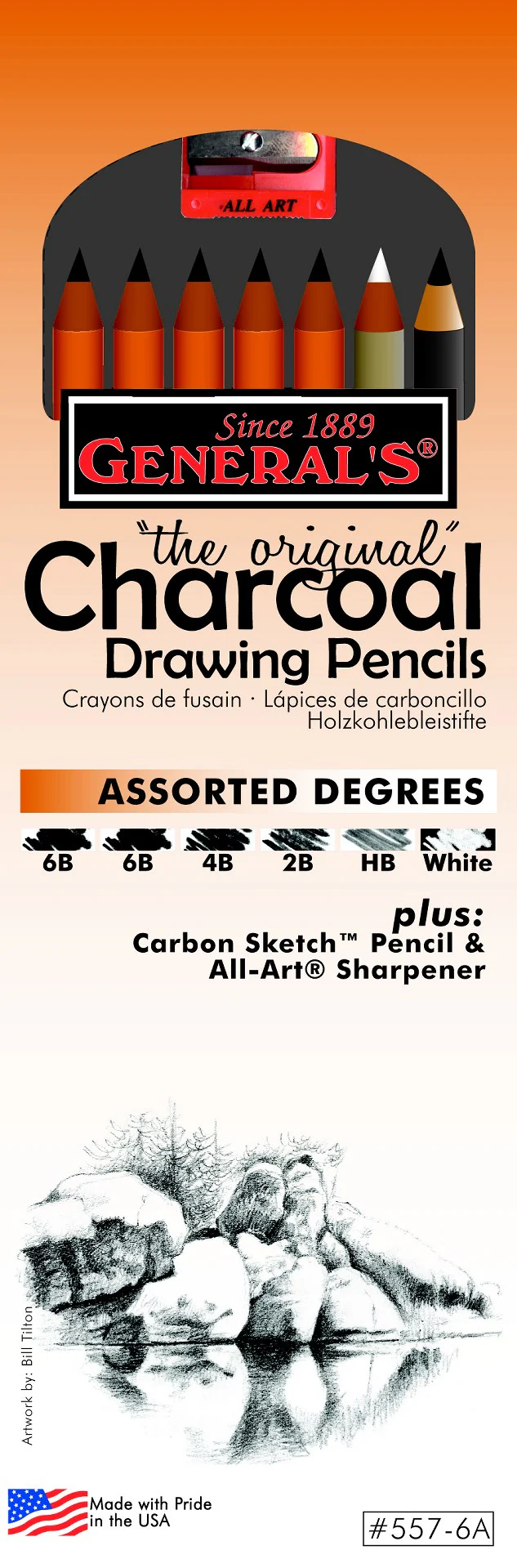General's Charcoal Drawing Pencils Assorted Degrees 7 Piece + Sharpener - Nail Gallerys