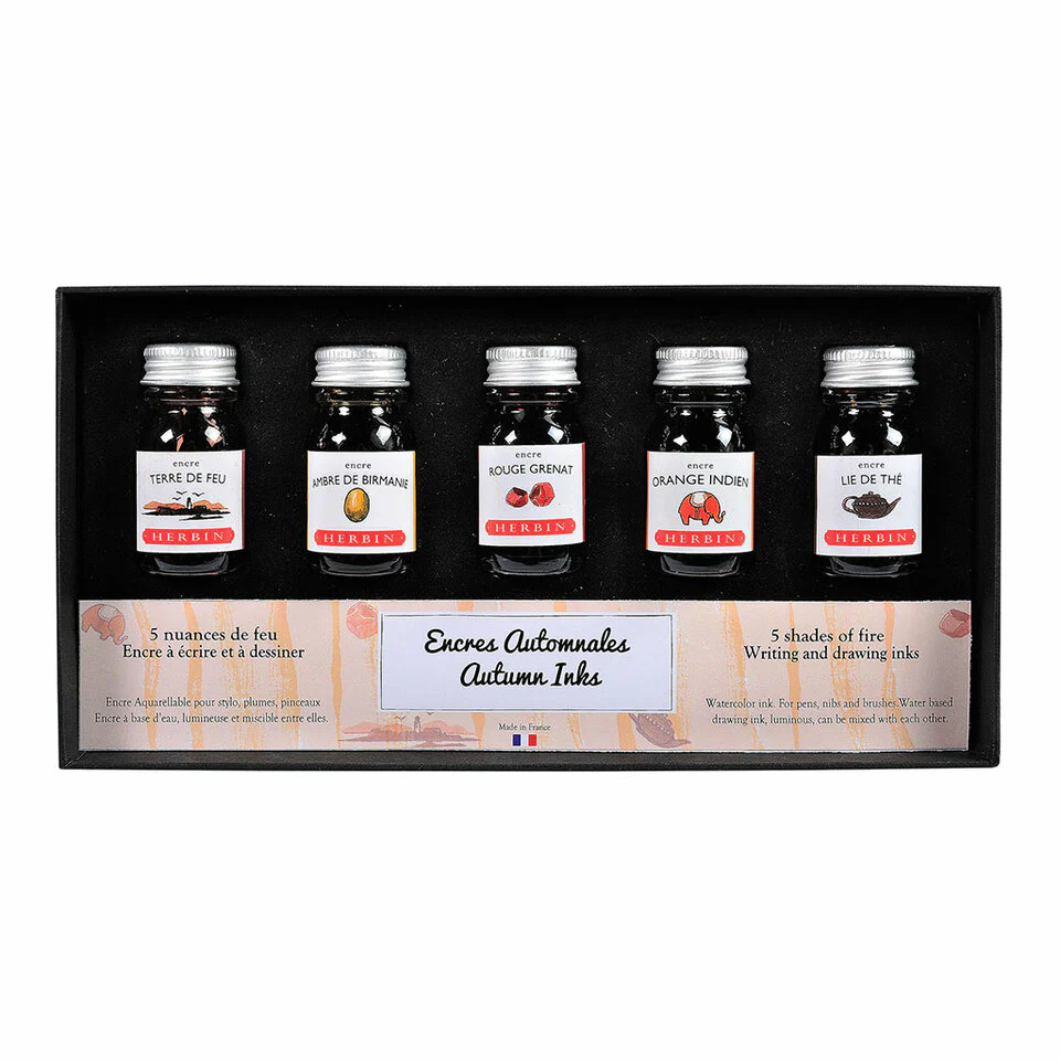 Jacques Herbin Ink 10ml - Pack Of 5 Autumn Colours - Nail Gallerys
