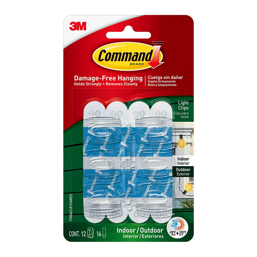 Command Outdoor Clear Light Clips Pack of 12 - Nail Gallerys