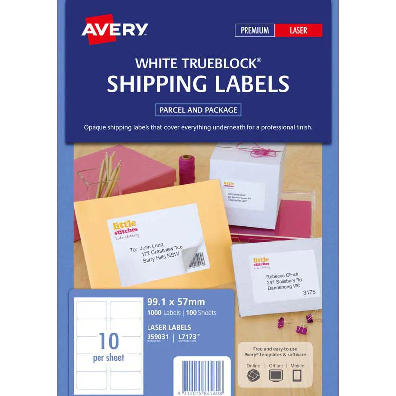 Avery Shipping Laser Labels L7173-100 100 Sheets - Nail Gallerys