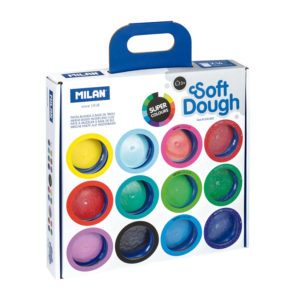 Milan Super Colours Assorted Soft Dough Set Of 16 - Nail Gallerys
