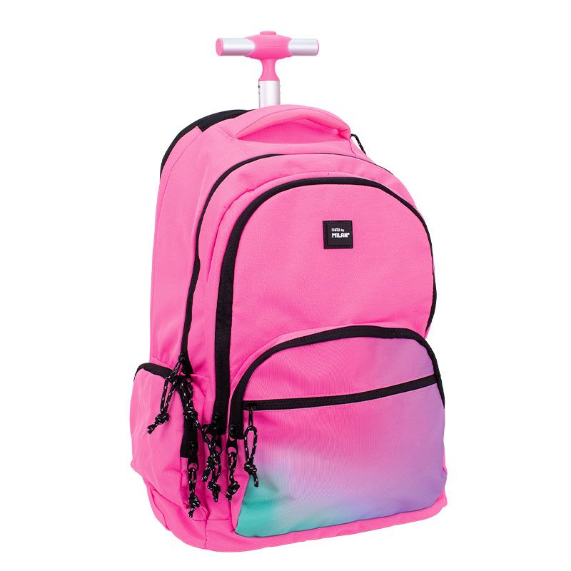 Milan 6 Zip 25L Sunset Series Pink Wheeled Backpack - Nail Gallerys