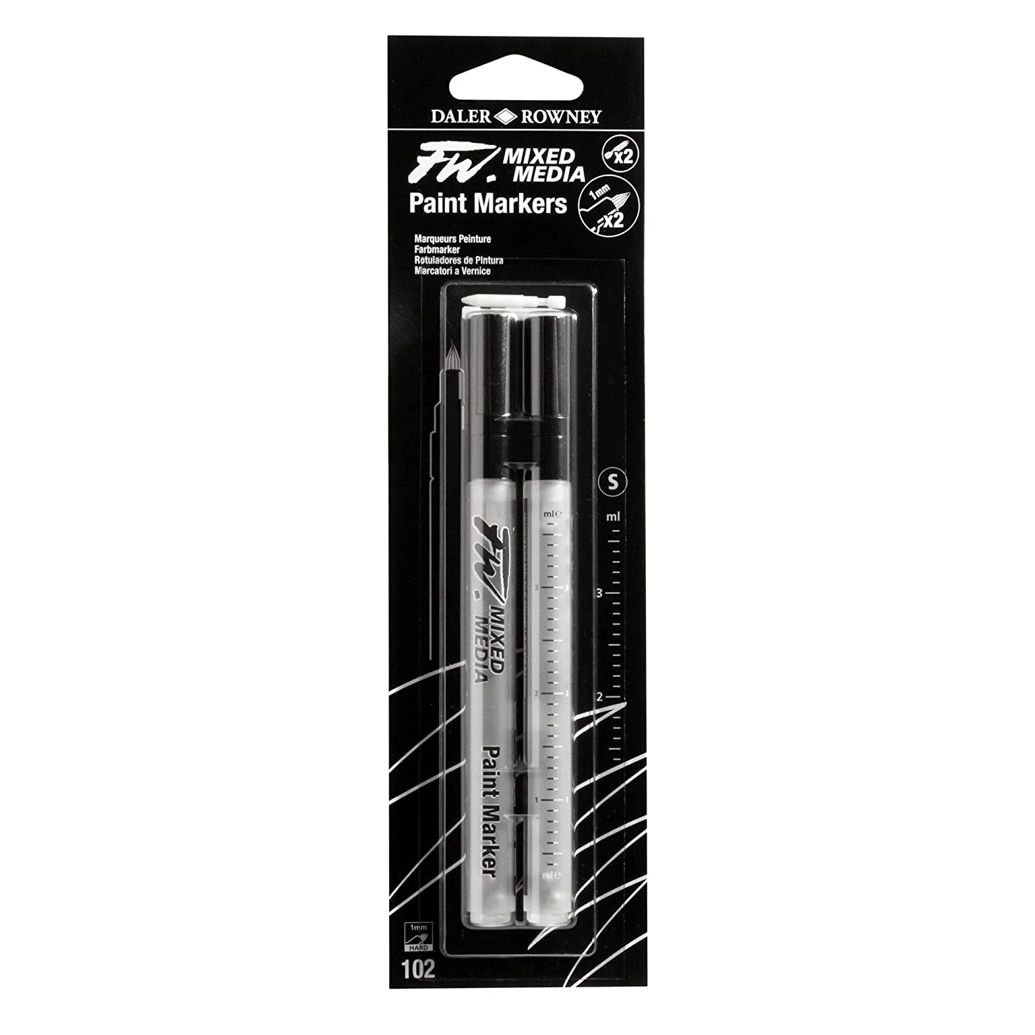 Daler Rowney FW Mixed Media Hard Point Paint Marker 1mm Twin Pack - Nail Gallerys
