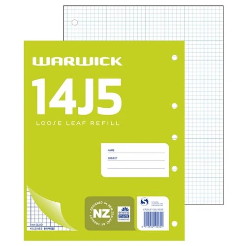Warwick Refill 14j5 Loose Leaf 40 Leaf 5mm Quad 255x205mm - Nail Gallerys