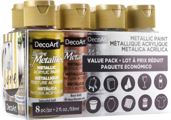 Decoart Dazzling Metallics Paints Pack Of 8 - Nail Gallerys