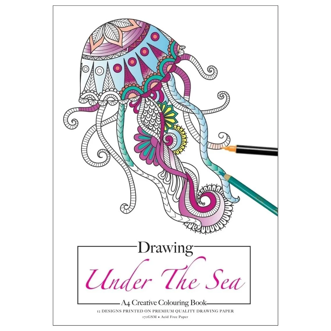 Jasart A4 12 Sheets Under The Sea Adult Drawing Book - Nail Gallerys