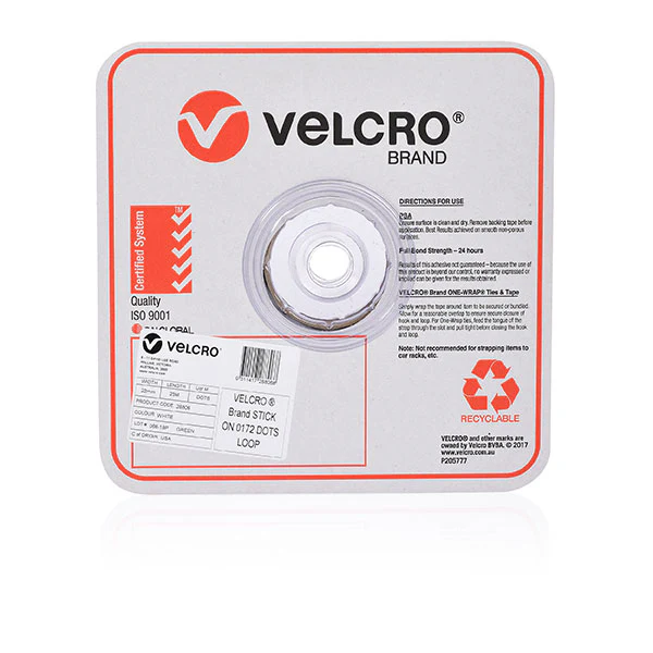 Velcro  Brand Stick On Loop Only Dots 22mm 900 Dots White - Nail Gallerys