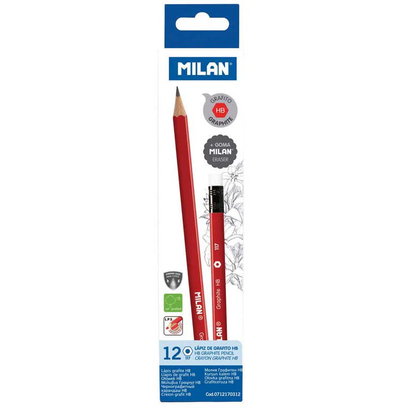 Milan Triangular Graphite Pencils Set Of 12 With Eraser - Nail Gallerys