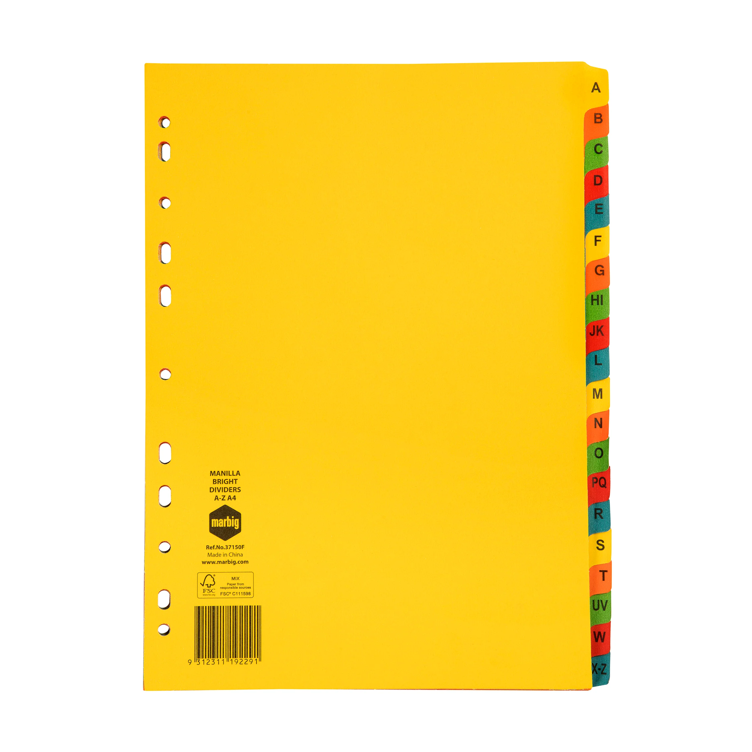Marbig Indices & Dividers A-Z Tab Manilla A4 Brights - Nail Gallerys