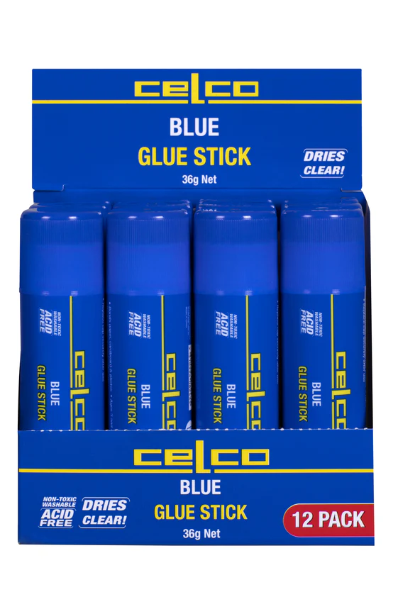 Celco 36g Blue Glue Sticks Pack Of 12 - Nail Gallerys