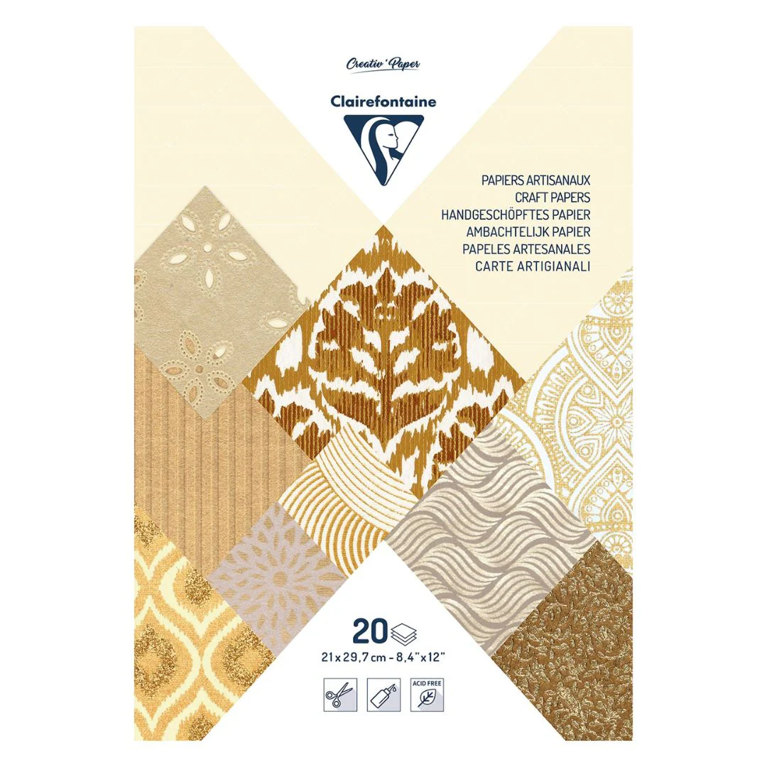 Clairefontaine Ivory-Brown A4 20 Sheet 120gsm Artisian Paper Pad - Nail Gallerys