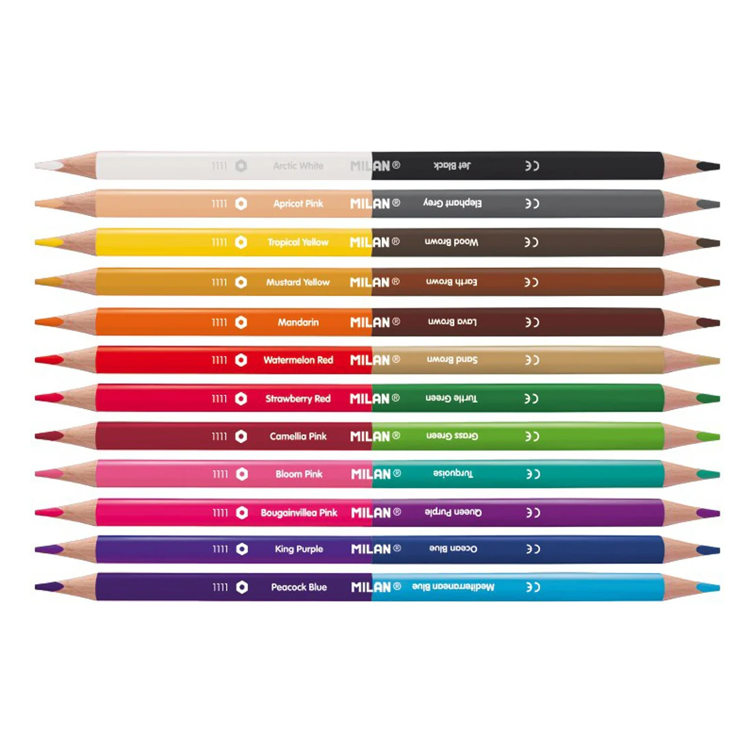 Milan Bicoloured Pencils Assorted Colours Set Of 12 - Nail Gallerys