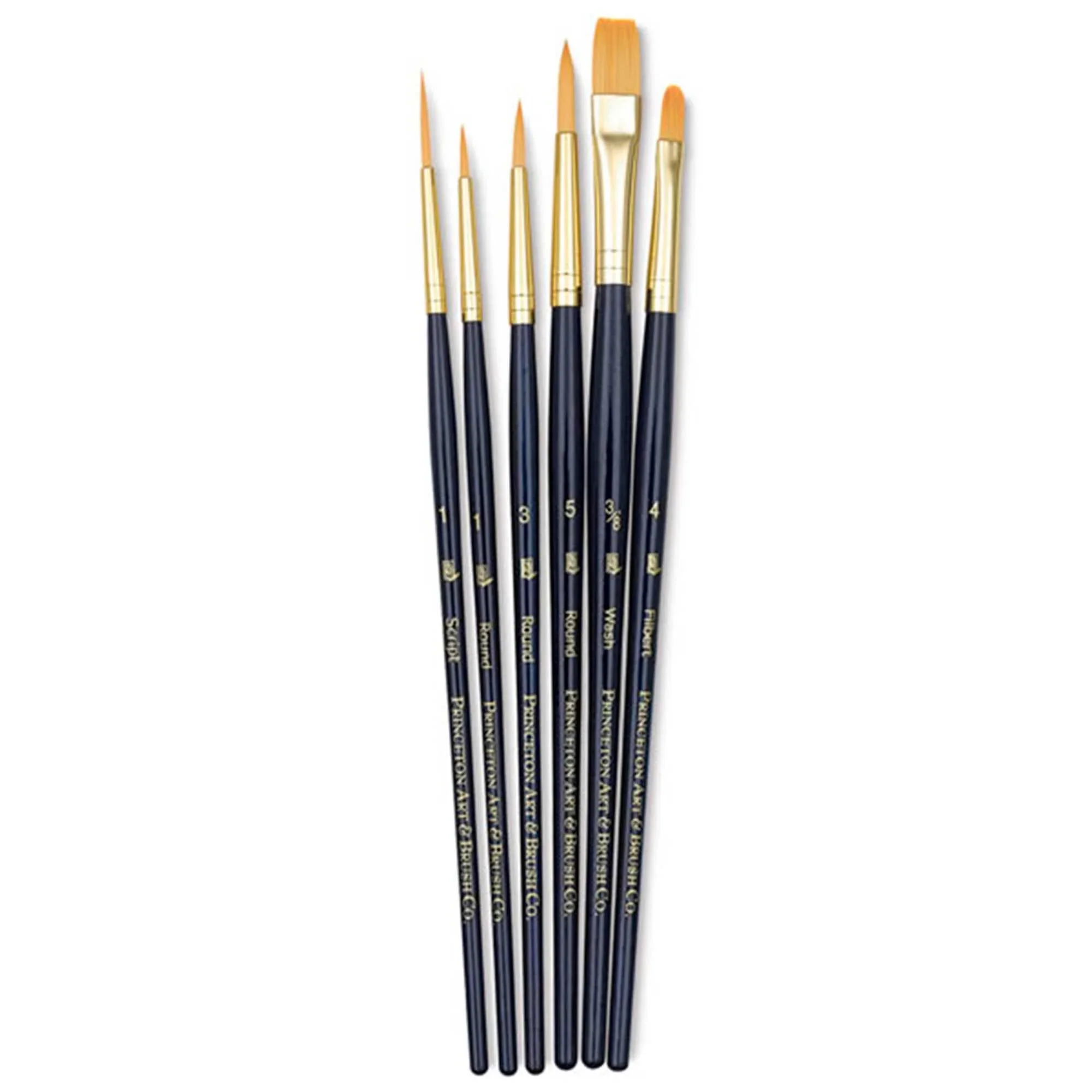 Princeton Real Value Synthetic Golden Taklon 9132 Brushes Set Of 6 - Nail Gallerys