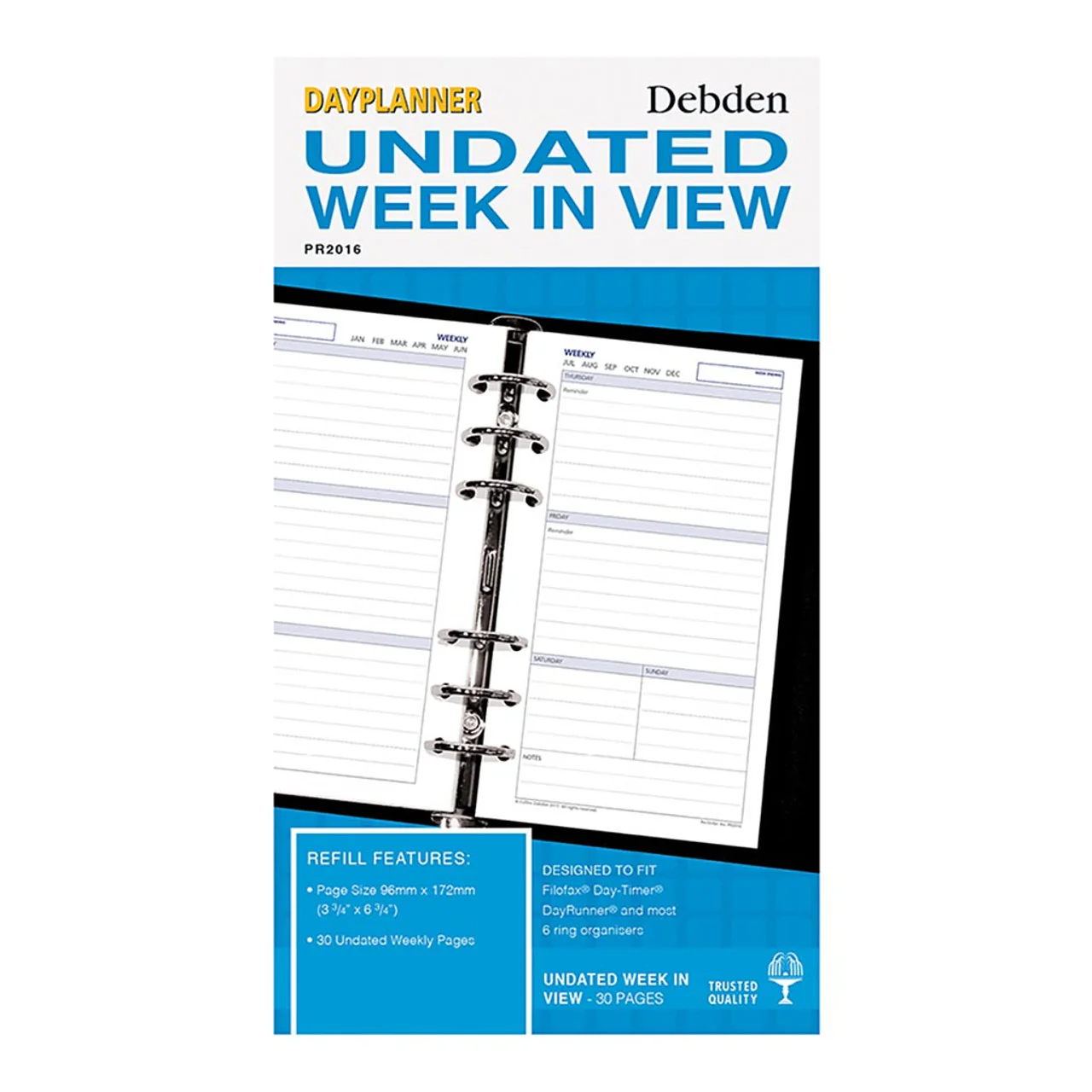 Debden Personal Dayplanner Refill Undated Week To View - Nail Gallerys