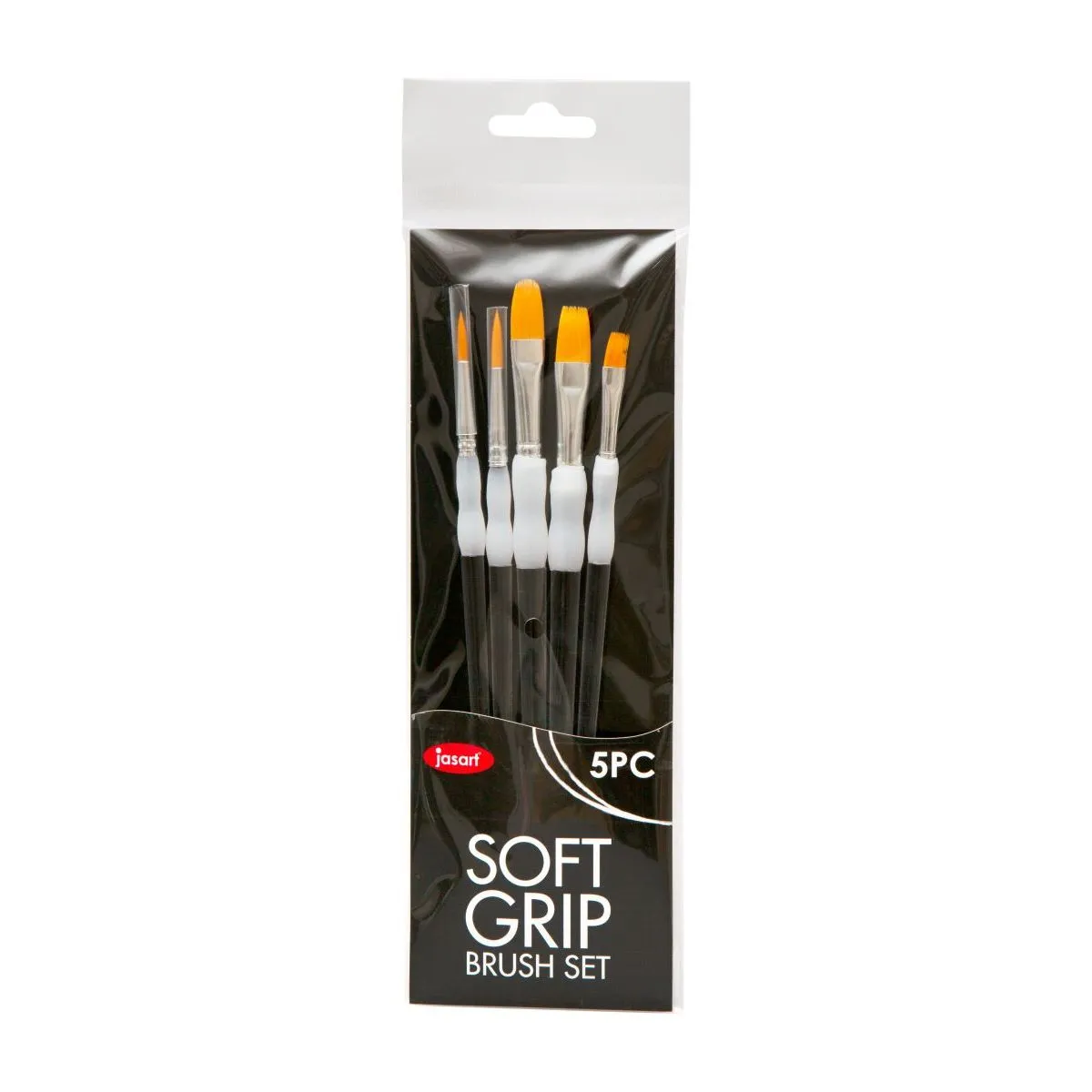 Jasart Soft Grip Gold Synthetic Basic Short Brushes Set Of 5 - Nail Gallerys