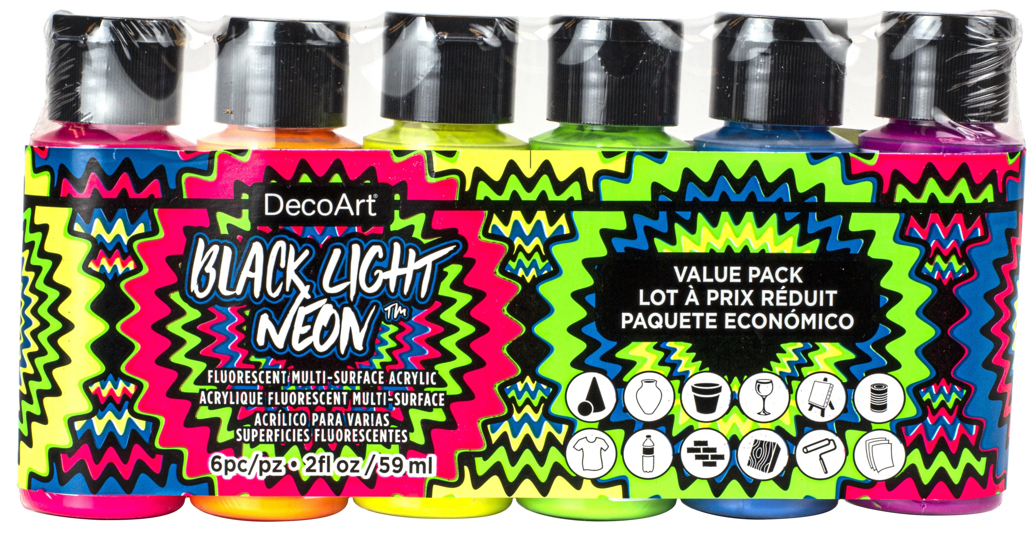 Decoart Americana Paints Black Light Neons Pack Of 6 - Nail Gallerys