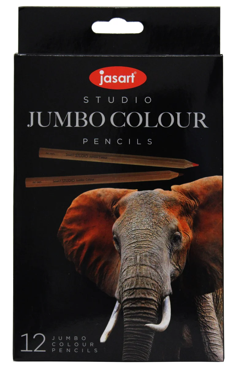 Jasart Studio Jumbo Colour Pencils Pack of 12 - Nail Gallerys