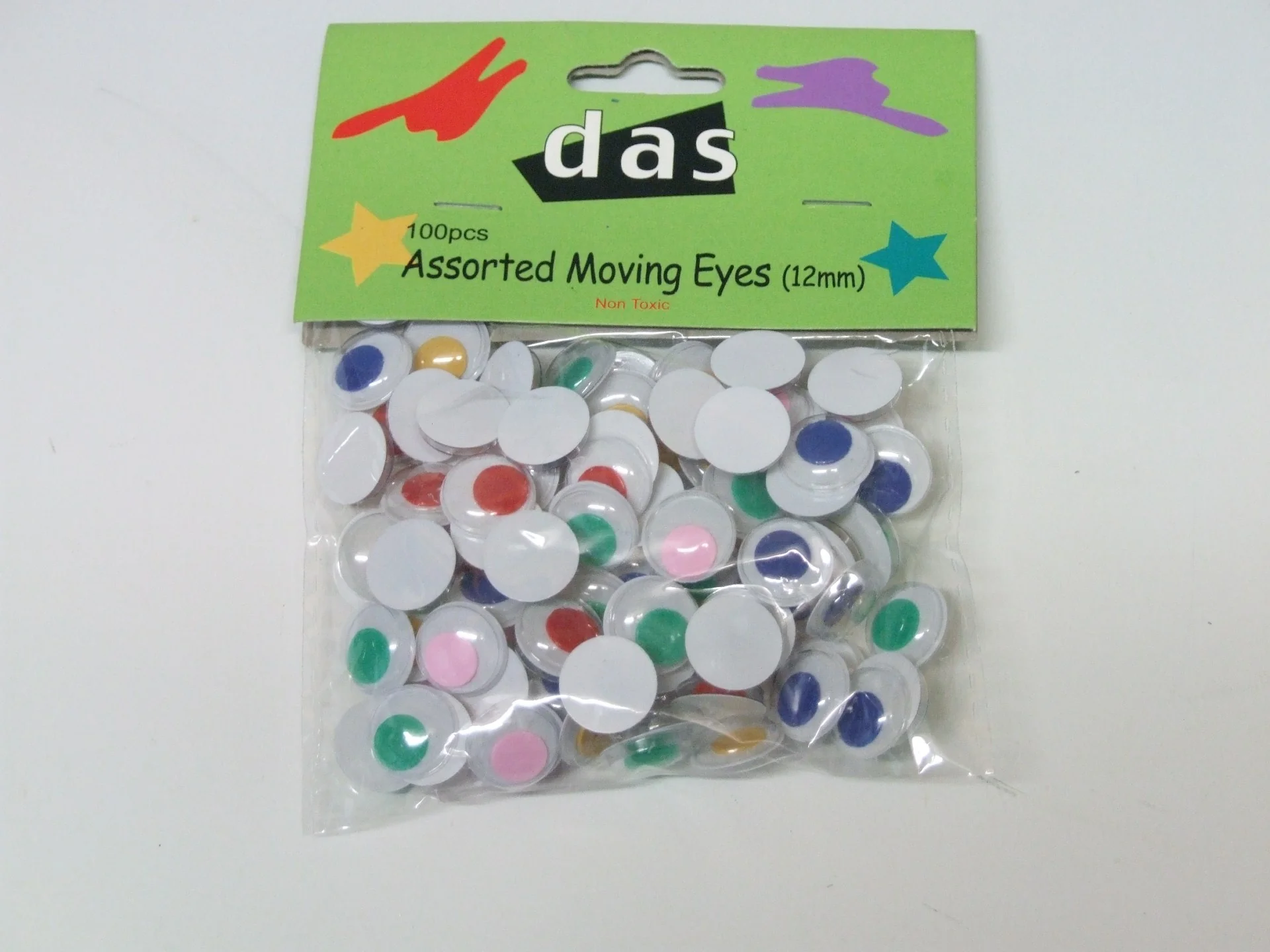 Das Moving Eyes 12mm Assorted Colours Pack Of 100 - Nail Gallerys