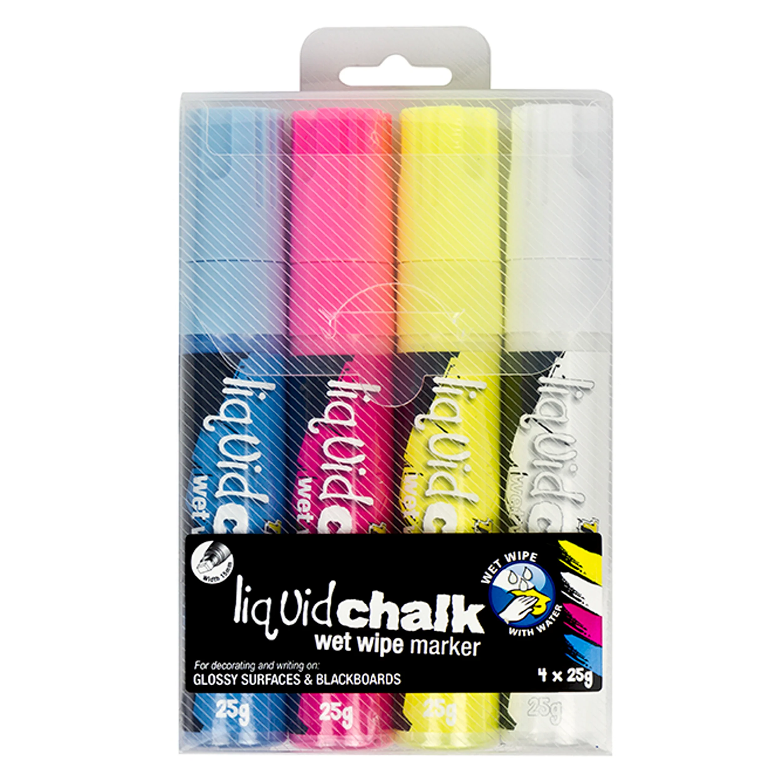 Texta Liquid Chalk Marker Wet Wipe Assorted Wallet Of 4 - Nail Gallerys