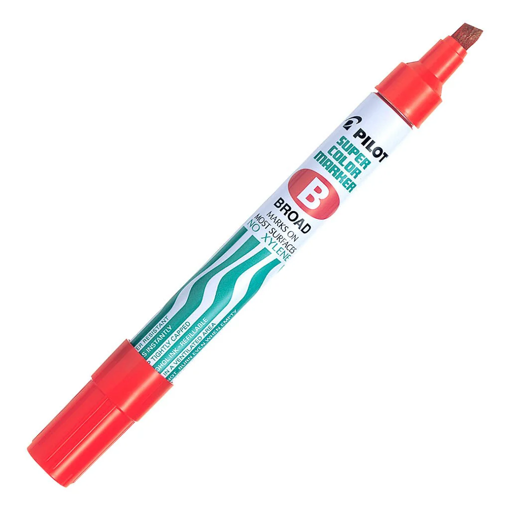 Pilot Super Colour Permanent Marker Broad Red - Nail Gallerys