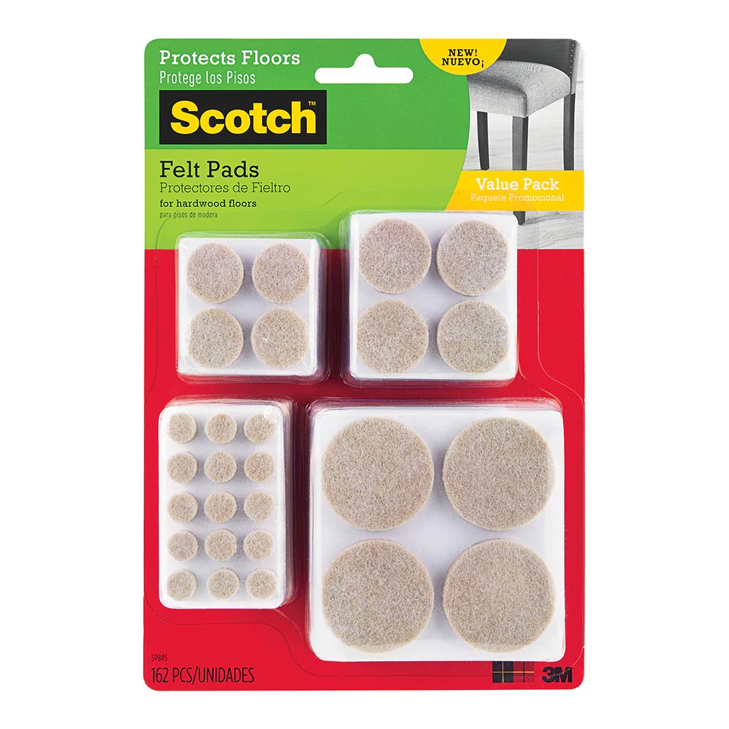 Scotch Beige Assorted Felt Pads Pack of 162 - Nail Gallerys