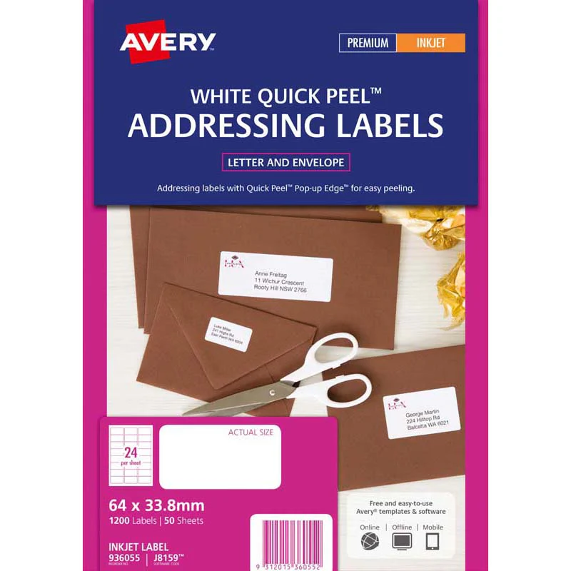 Avery Addressing Inkjet Label J8159-50 Inkjet 50 Sheets - Nail Gallerys