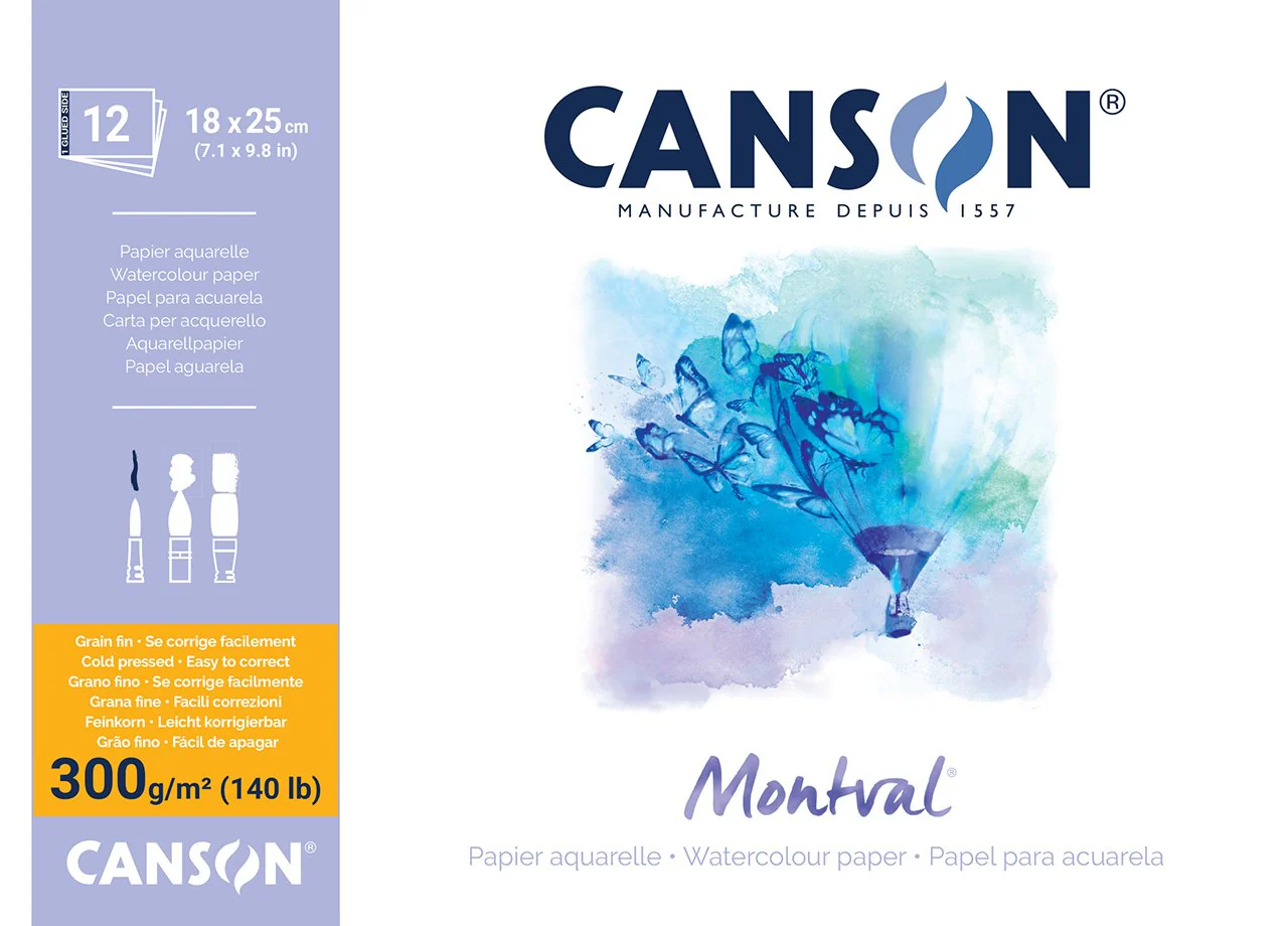 Canson Montval 300gsm 12 Sheet Watercolour Pads - Nail Gallerys