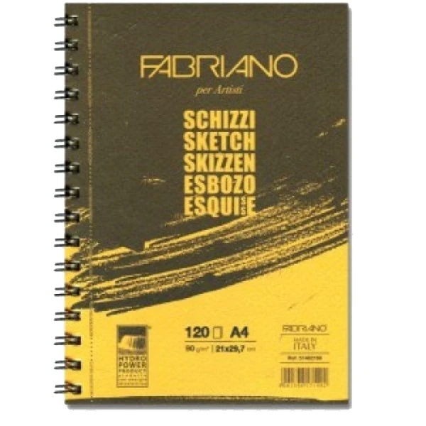Fabriano Schizzi Spiral (long Side) 90gsm A4 120 Sheet Pad - Nail Gallerys