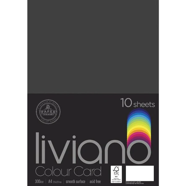 The Paper House Liviano 300gsm A4 Colour Card Pack Of 10 - Nail Gallerys