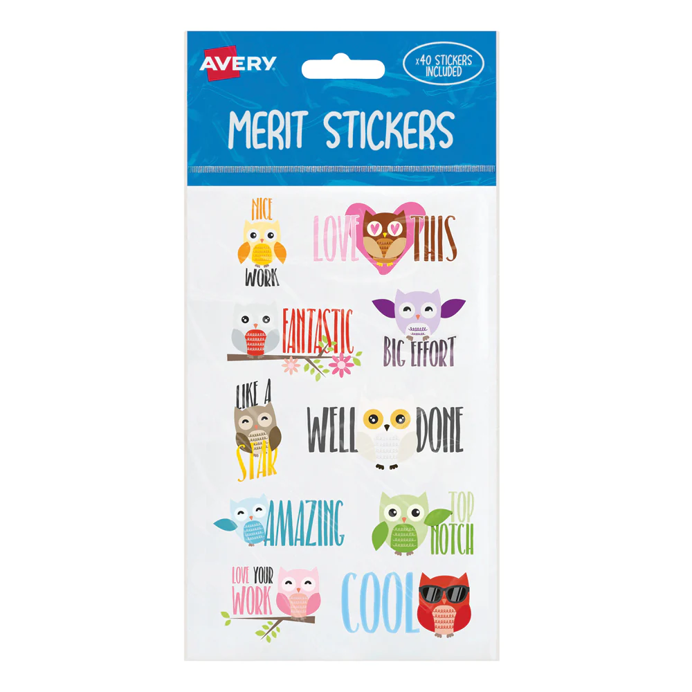 Avery Merit Stickers Owl 40 Pack - Nail Gallerys